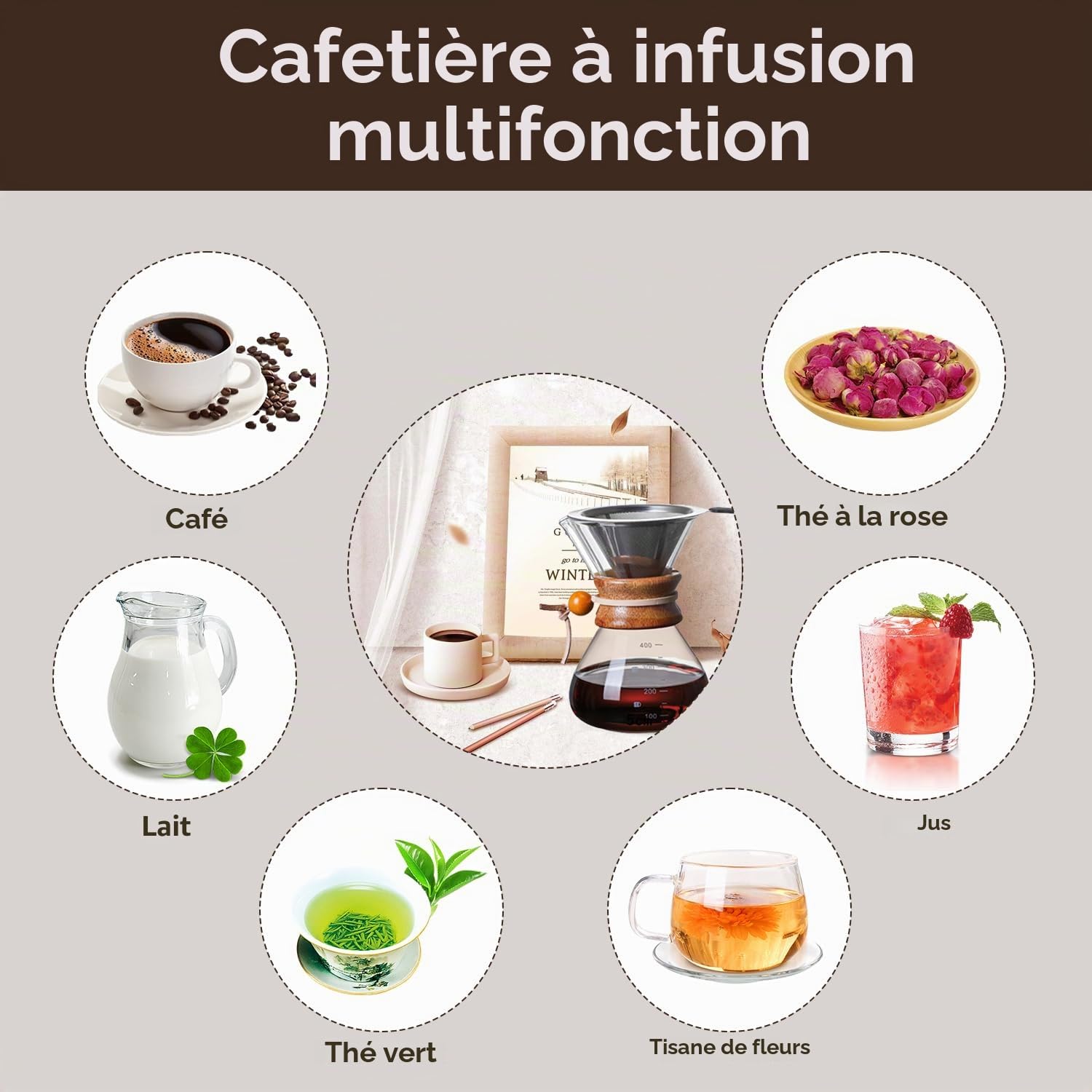 Tissting KITCHEN BATHROOM cafetière verre 400ml filtre inox