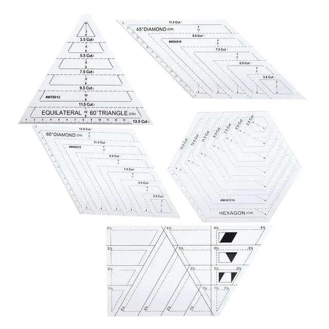 Tissting Règles Couture Transparentes Plastique 5 Pièces