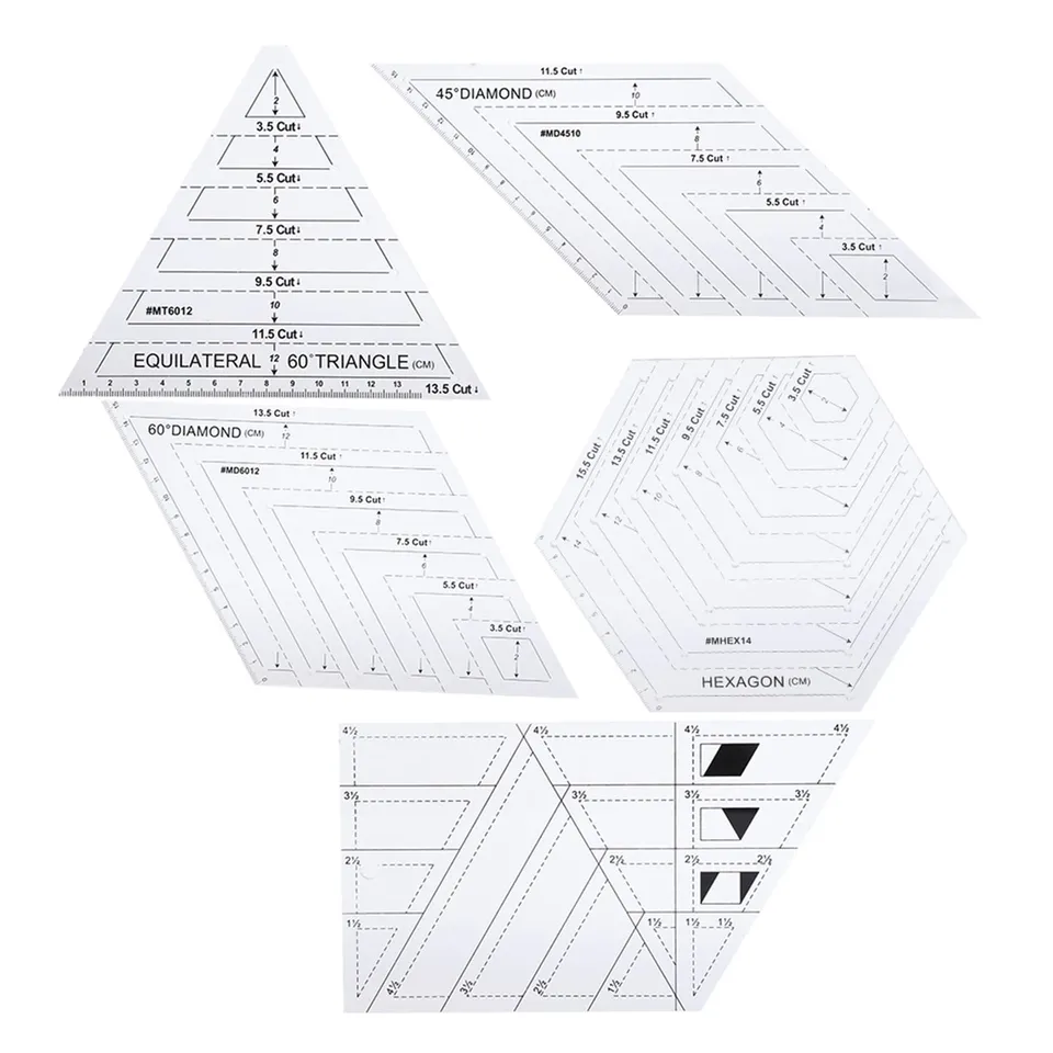 Tissting Règles Couture Transparentes Plastique 5 Pièces
