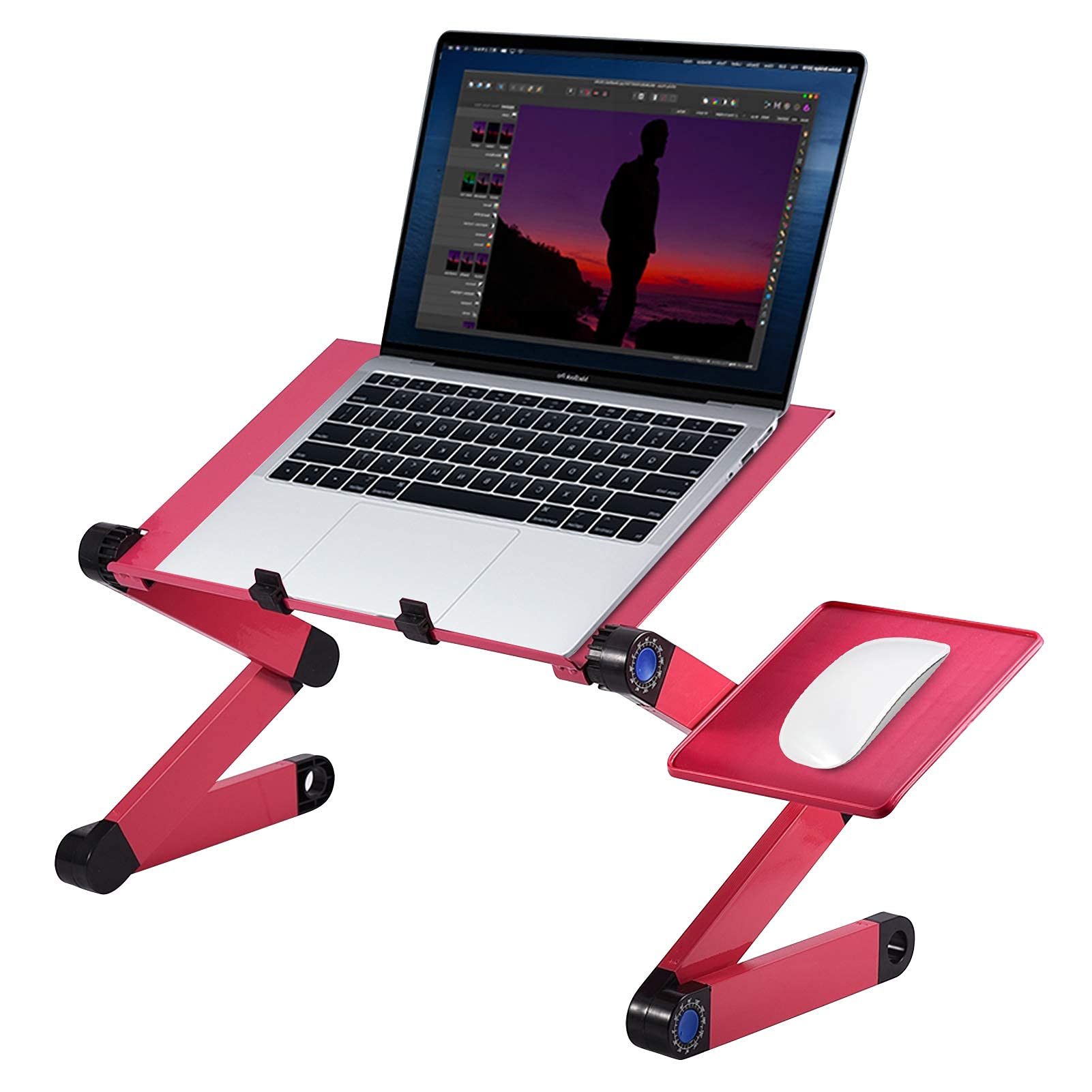 Ejoyous Table Lit Pliable Alu Rose Rouge + ventilateurs