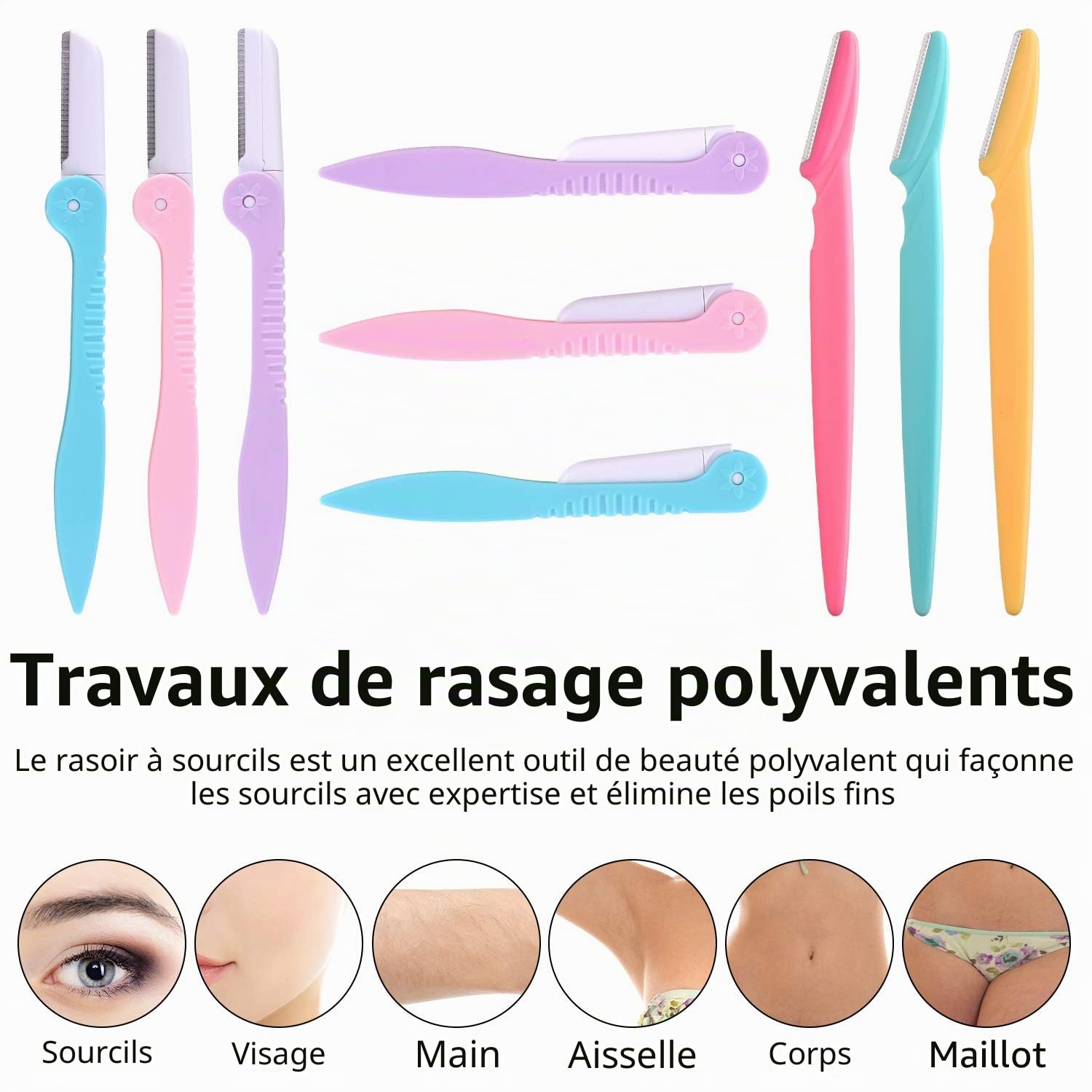 FEPITO rasoir sourcils visage lot 10 pliable