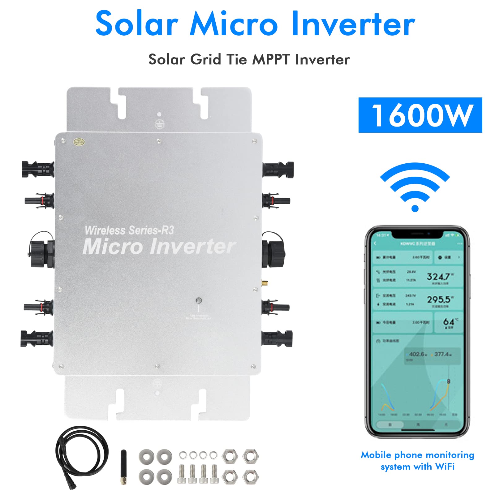 Jadeshay Solaire 1600W micro-onduleur réseau WiFi IP65