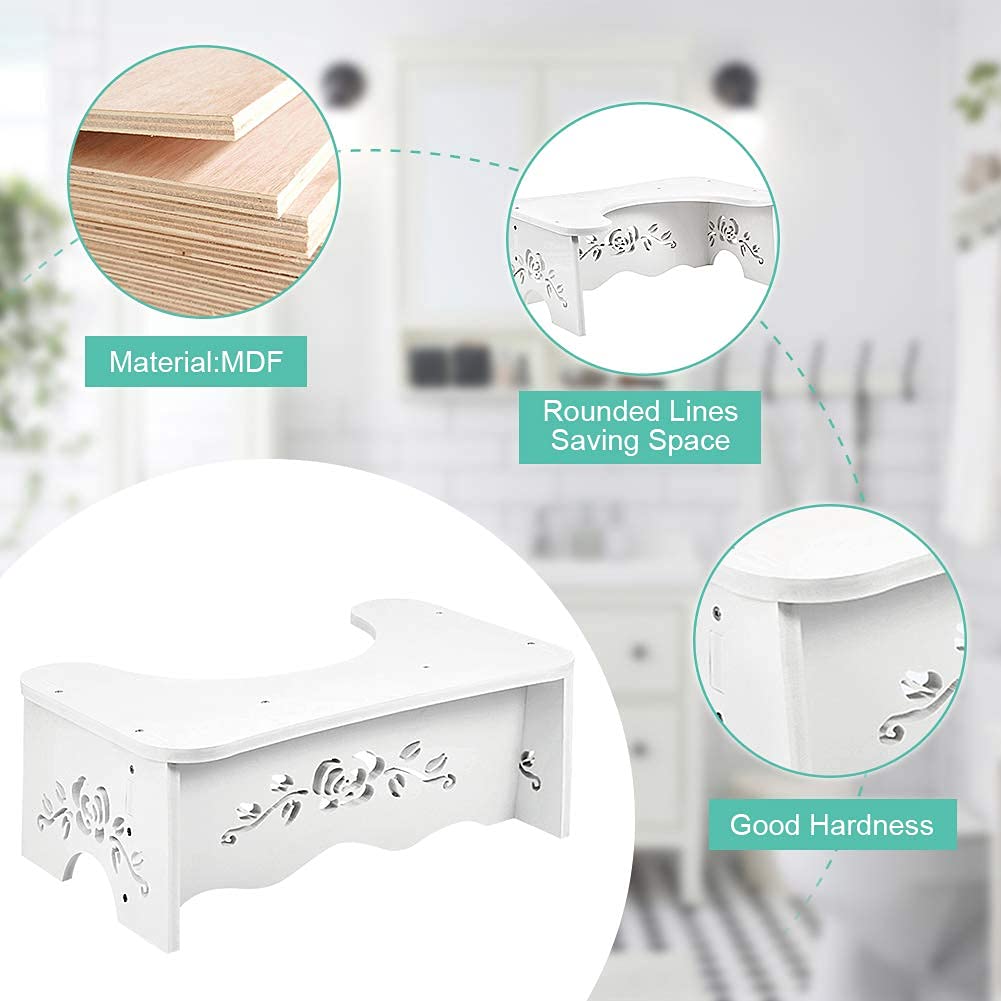 Ejoyous Tabouret Toilette Physiologique MDF Blanc 49,6cm
