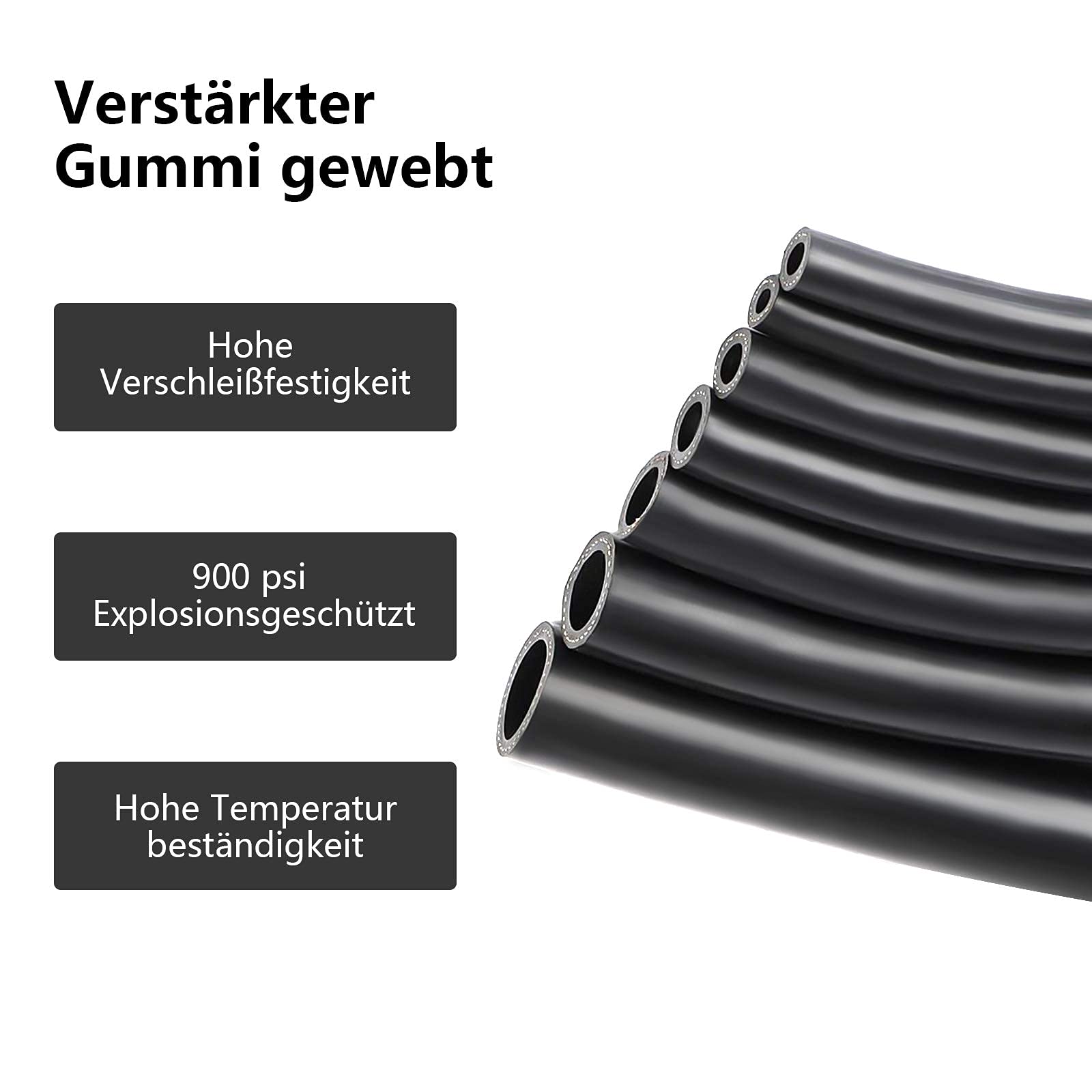 Ejoyous Home Improvement Tool tuyau air 15m caoutchouc noir