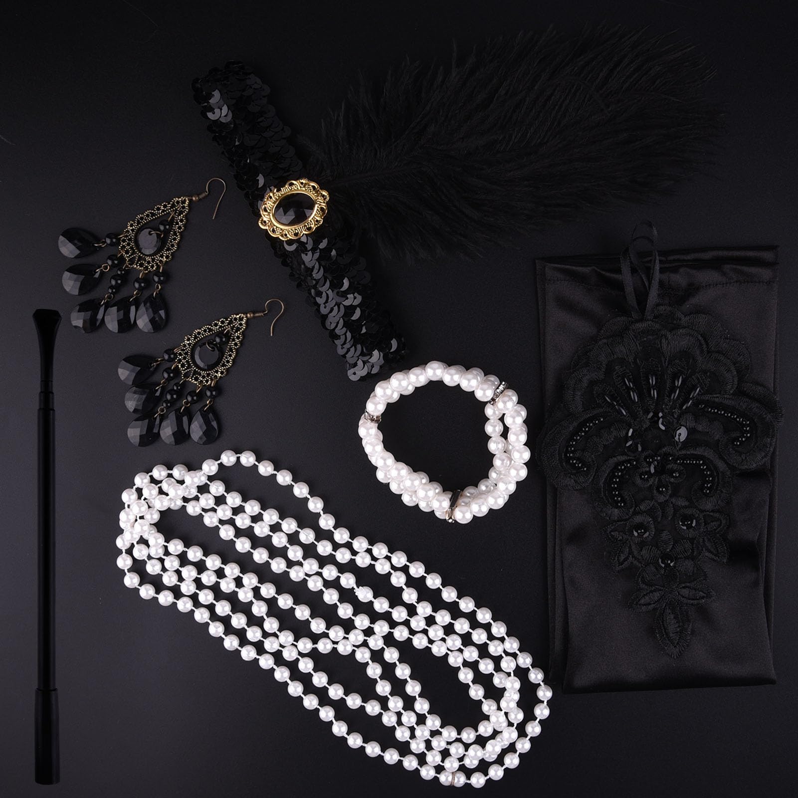 FEPITO Set Accessoires Années 20 Charleston Déguisement Femme