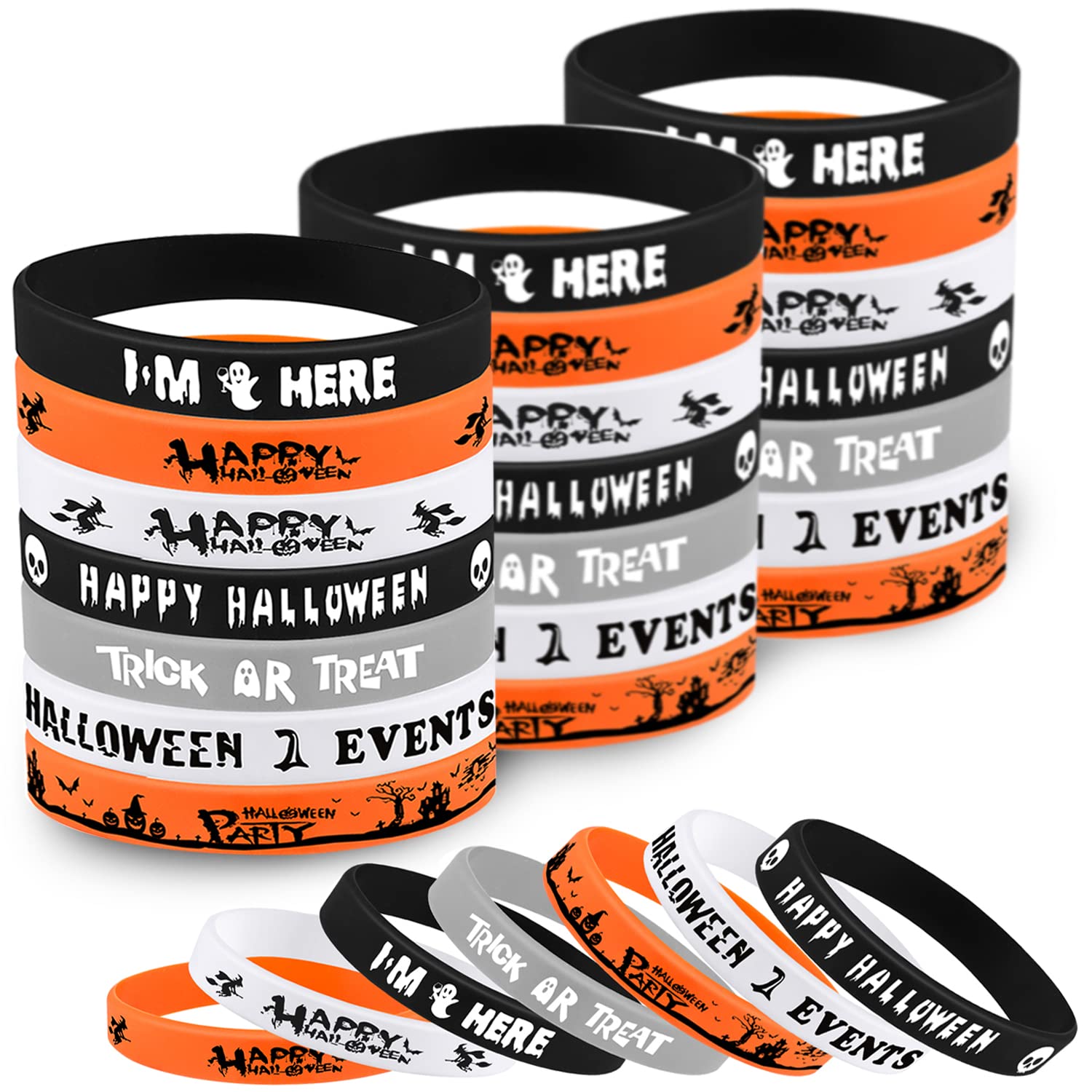 FEPITO Party Decorations bracelet Halloween silicone 35 pièces