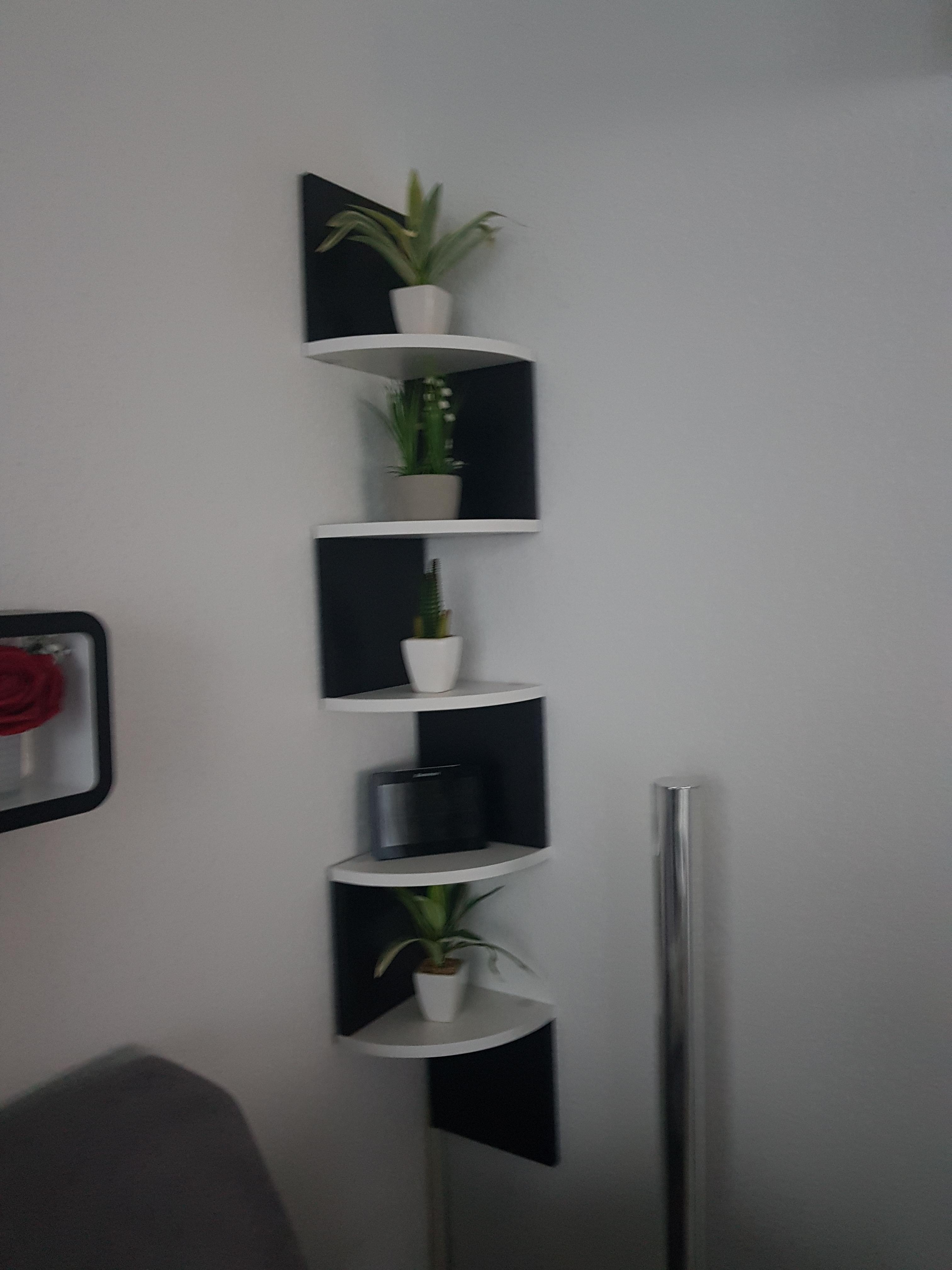 Ejoyous Living Room étagère angle murale bois 5 niveaux noir