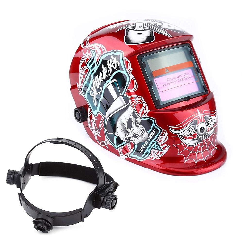 Ejoyous Masque de Soudure Auto DIN 9-13 Rouge Pirate TIG MIG