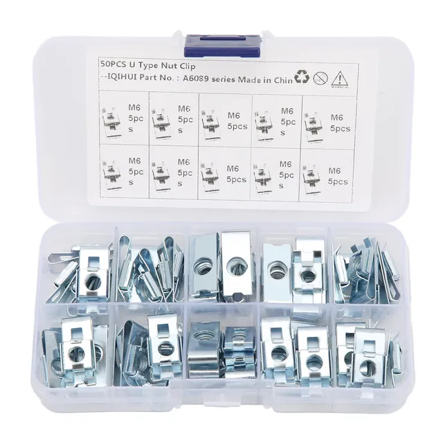Tissting M6 écrou clip en U acier lot 50 + boîte