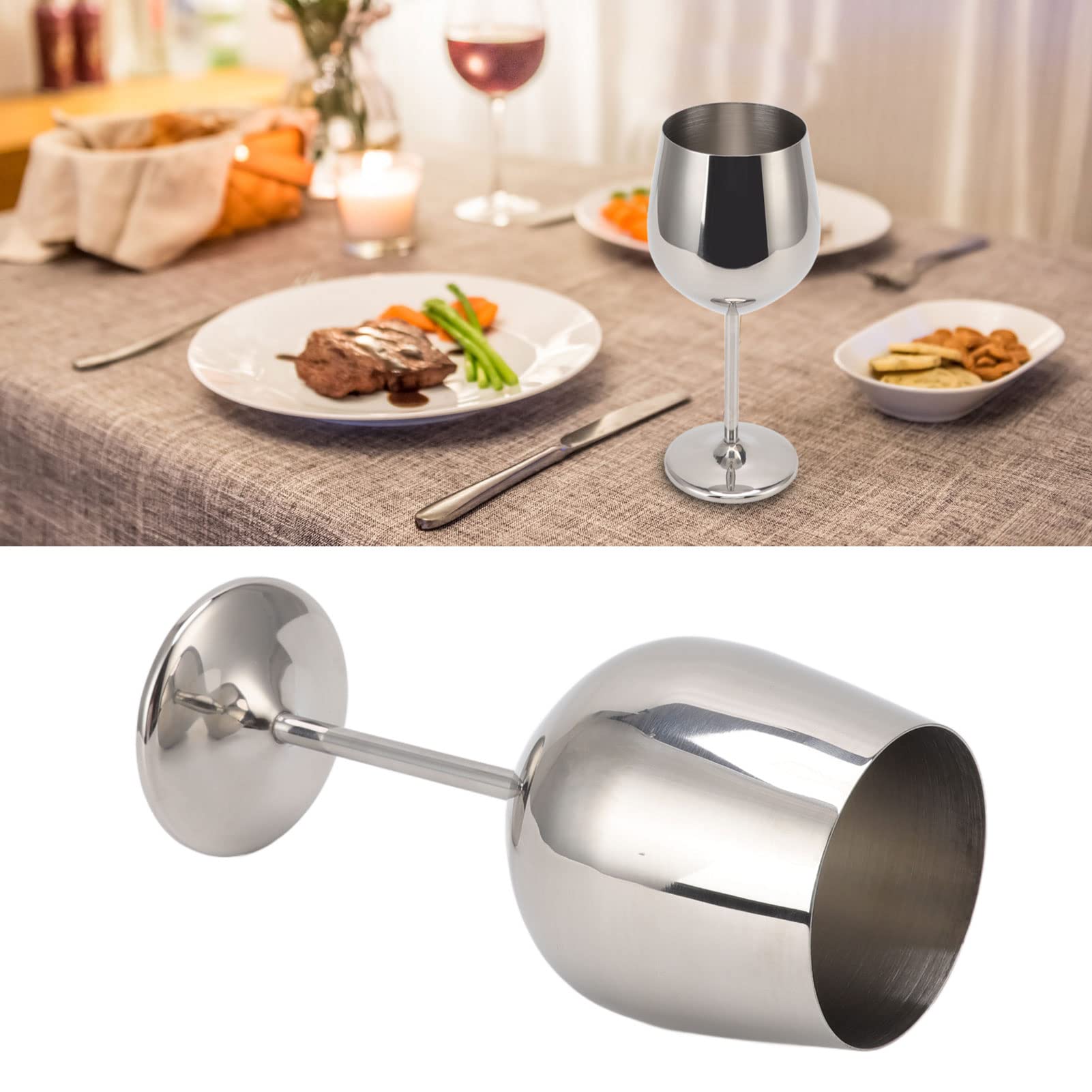 Tissting Verre à Vin Inox Argent 21,4 cm Base Large