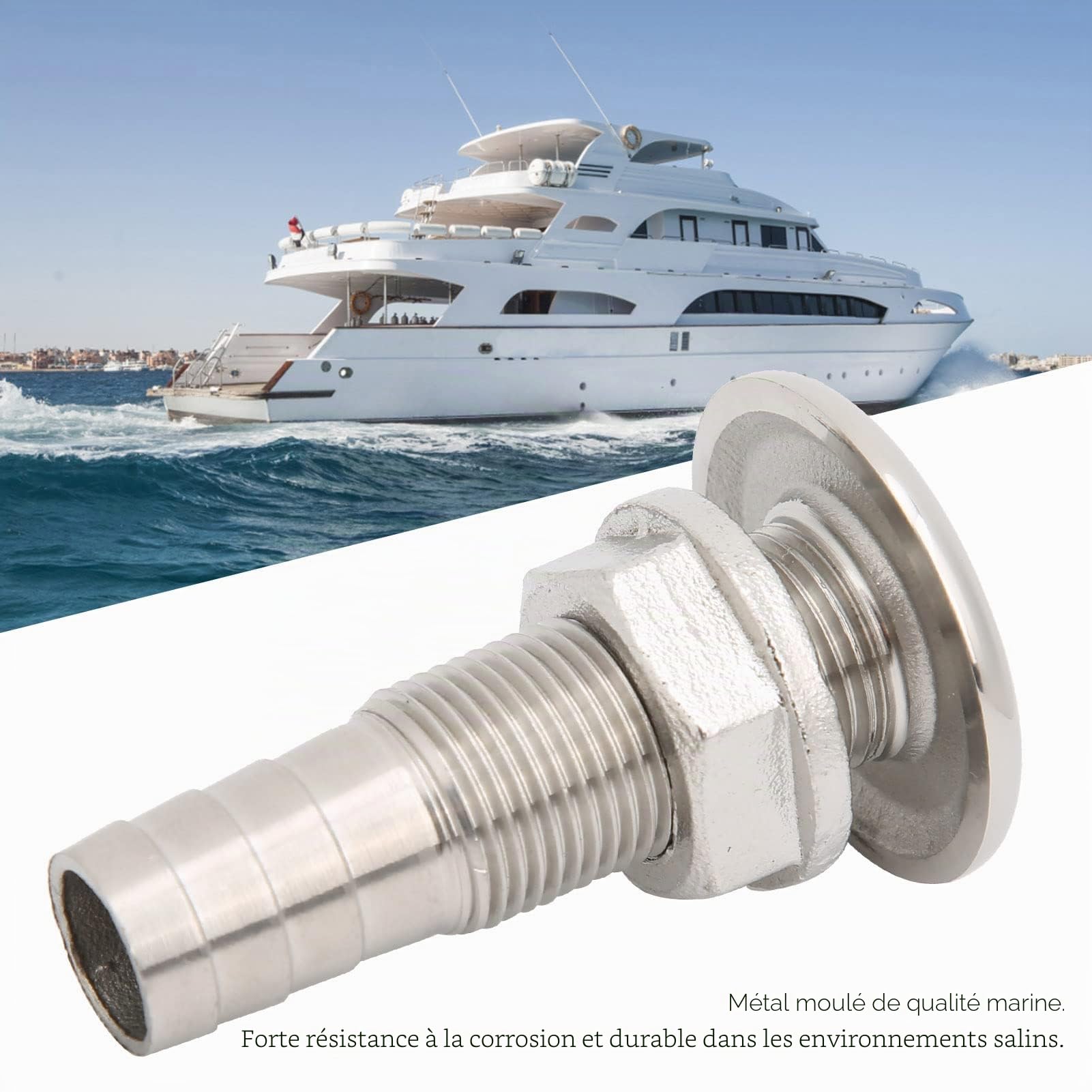Tissting Passe-coque droit inox 316 3/4 pouce bateau