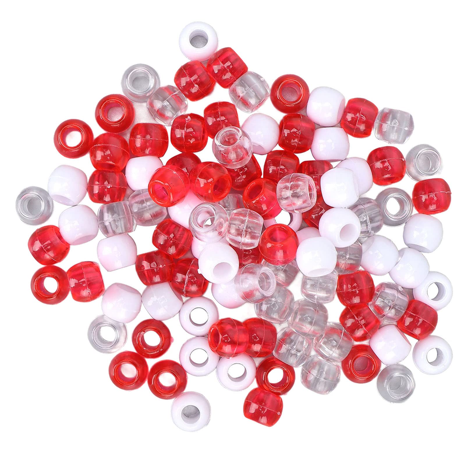 Tissting perles cheveux plastique rouge blanc 100 pcs