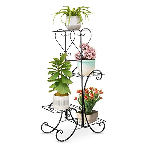 Ejoyous Garden support plantes 4 niveaux noir fer forgé