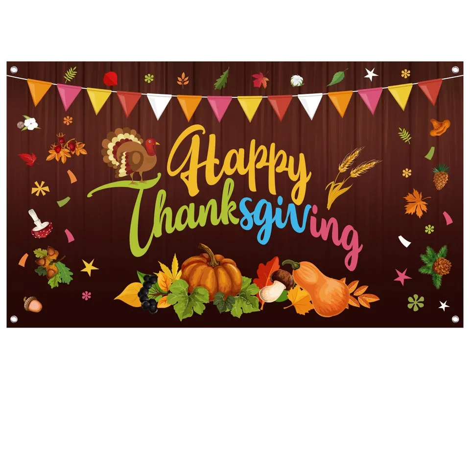 FEPITO Party Bannière Thanksgiving 180x105 cm Automne Dinde