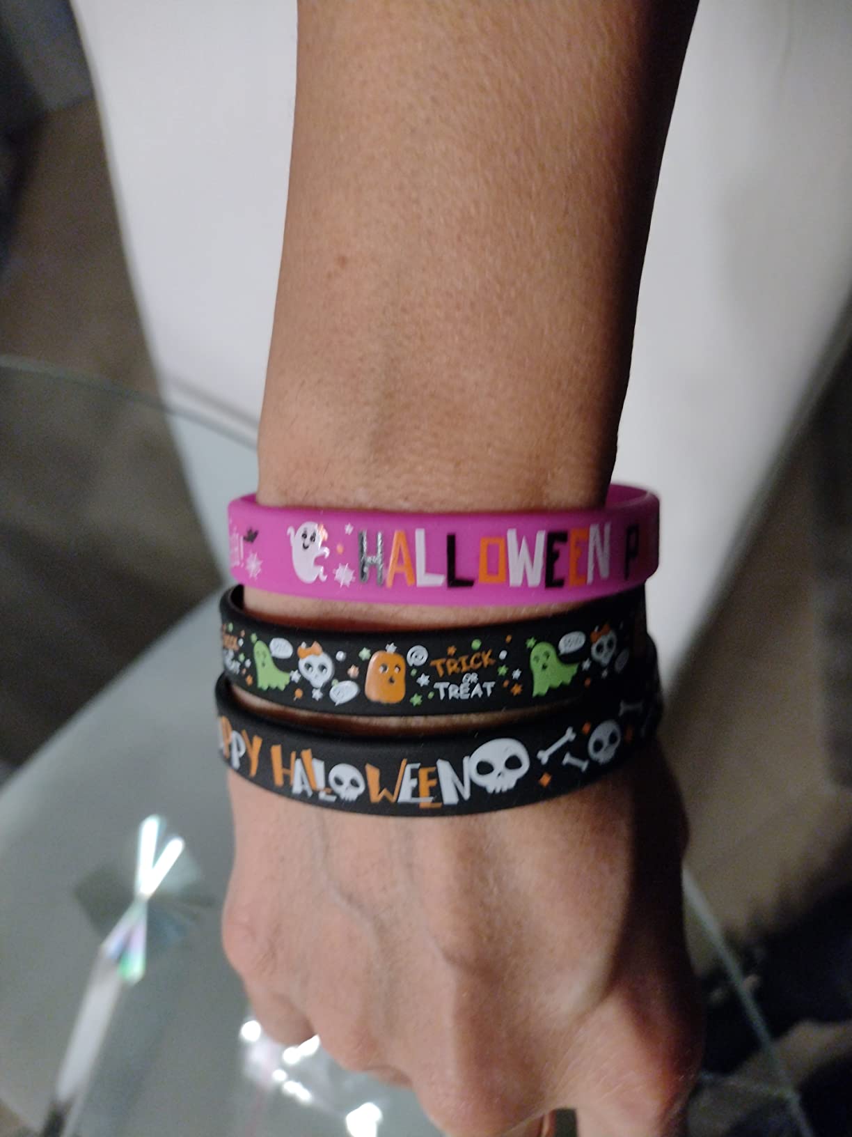 FEPITO Party Decorations bracelets Halloween silicone lot 36
