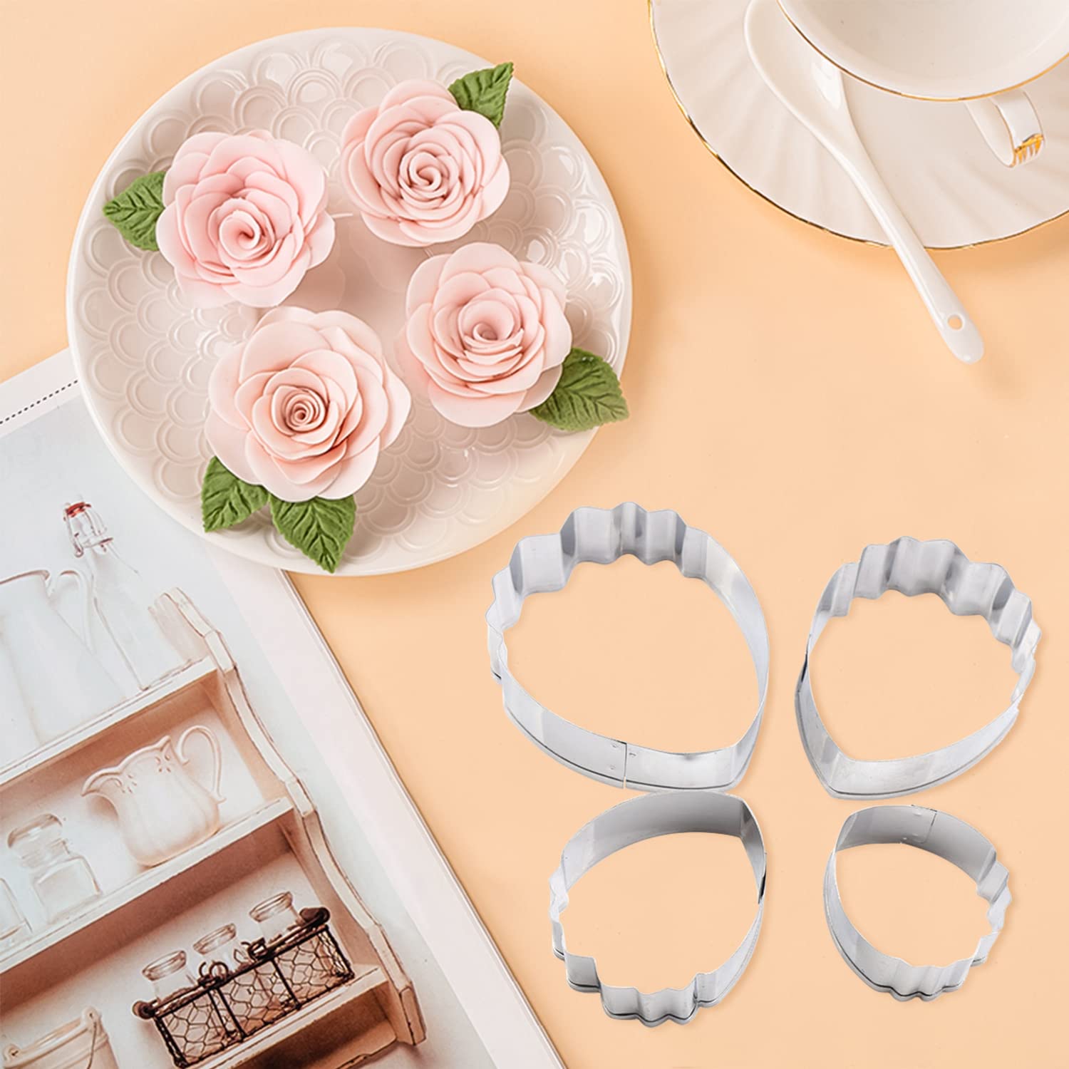 Tissting Emporte-Pièce Pivoine Inox Lot de 4 Biscuits