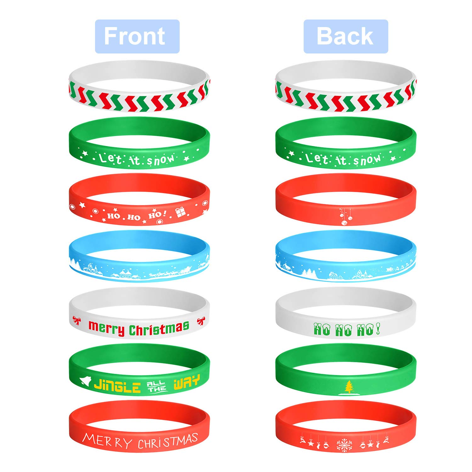 FEPITO Party Decorations bracelets silicone Noël lot 70