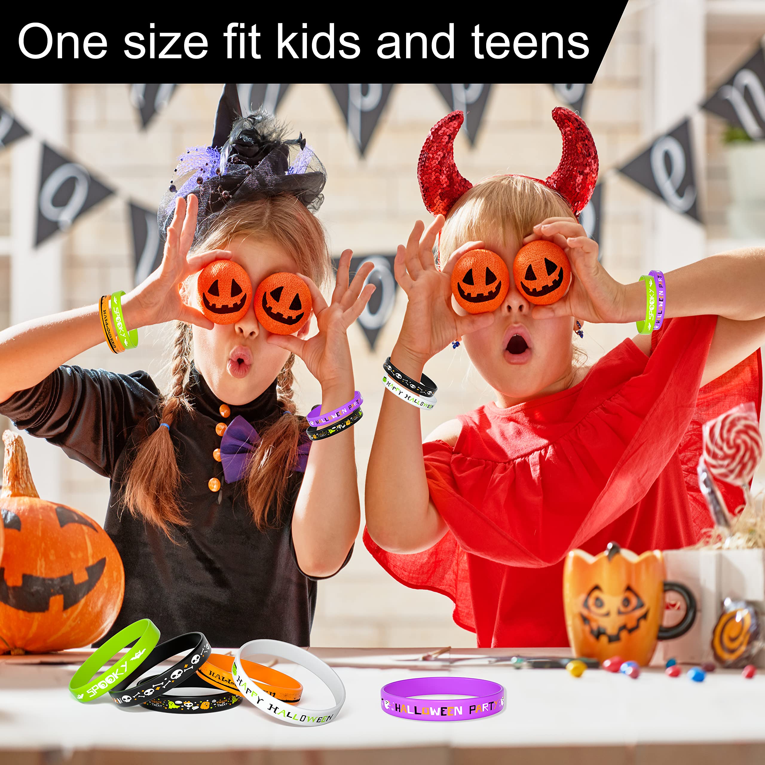 FEPITO Party Decorations bracelets Halloween silicone 60 pcs enfant