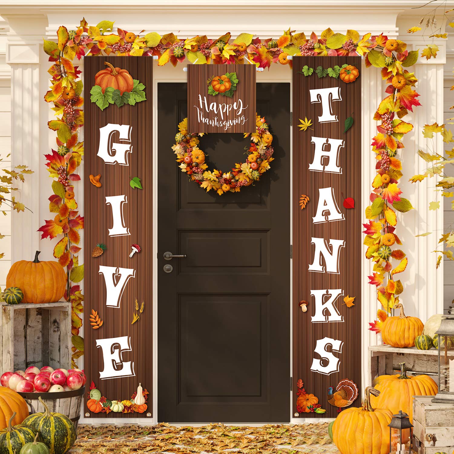 FEPITO Party Decorations bannière Thanksgiving 3 pcs polyester