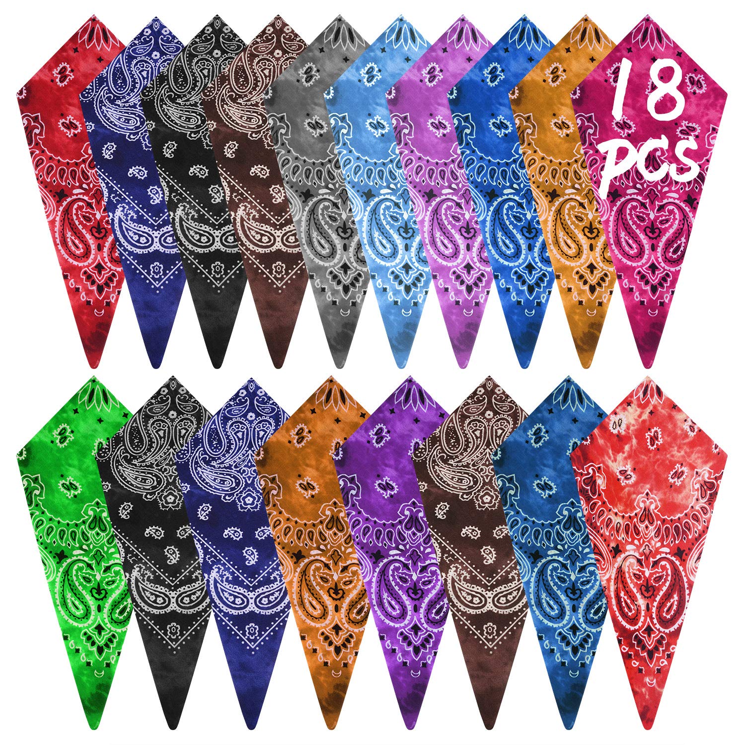 FEPITO mouchoirs coton tie dye paisley multicolore