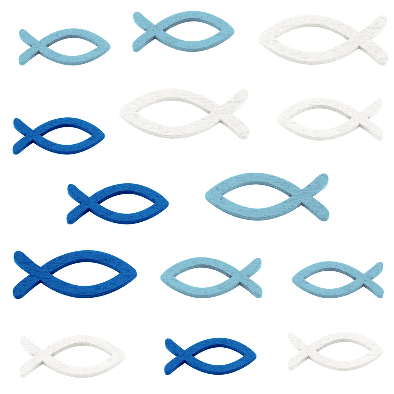 FEPITO Party Decorations 54 poissons bois déco table bleu blanc