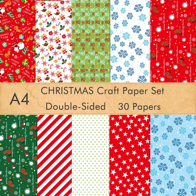 FEPITO papier décoratif Noël A4 30 feuilles 10 motifs