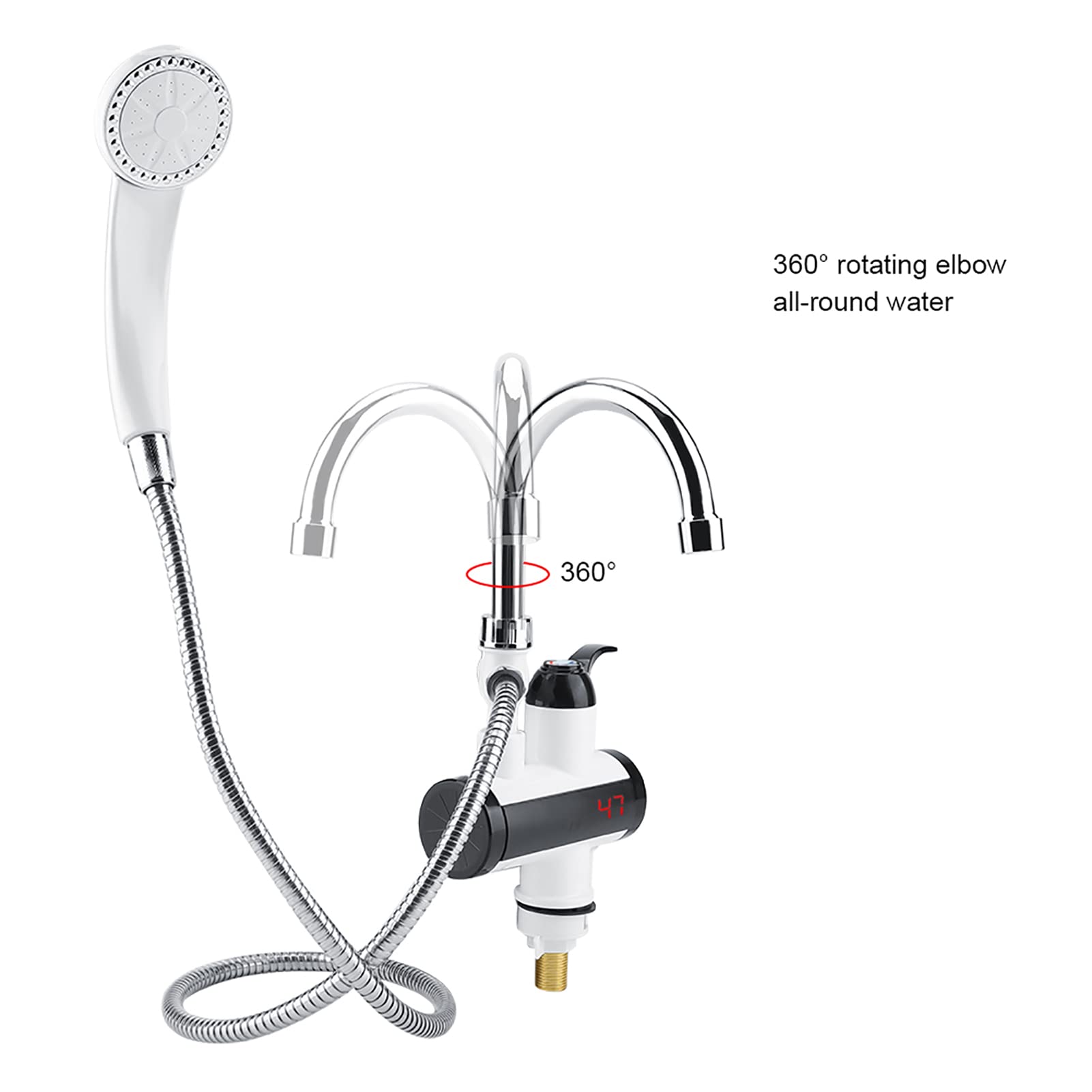 Ejoyous Kitchen robinet chauffant instantané 3000W inox douchette