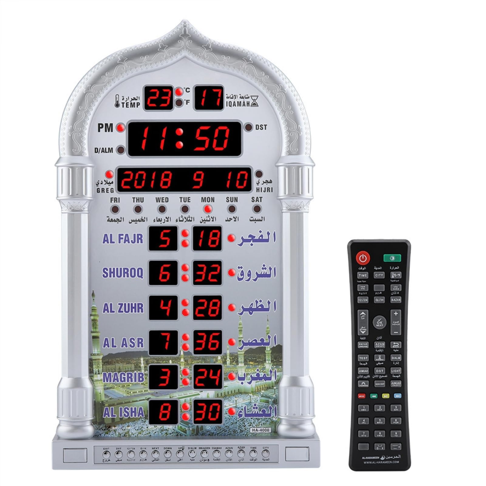 Jadeshay Horloge AZAN Prière Musulmane Automatique LED