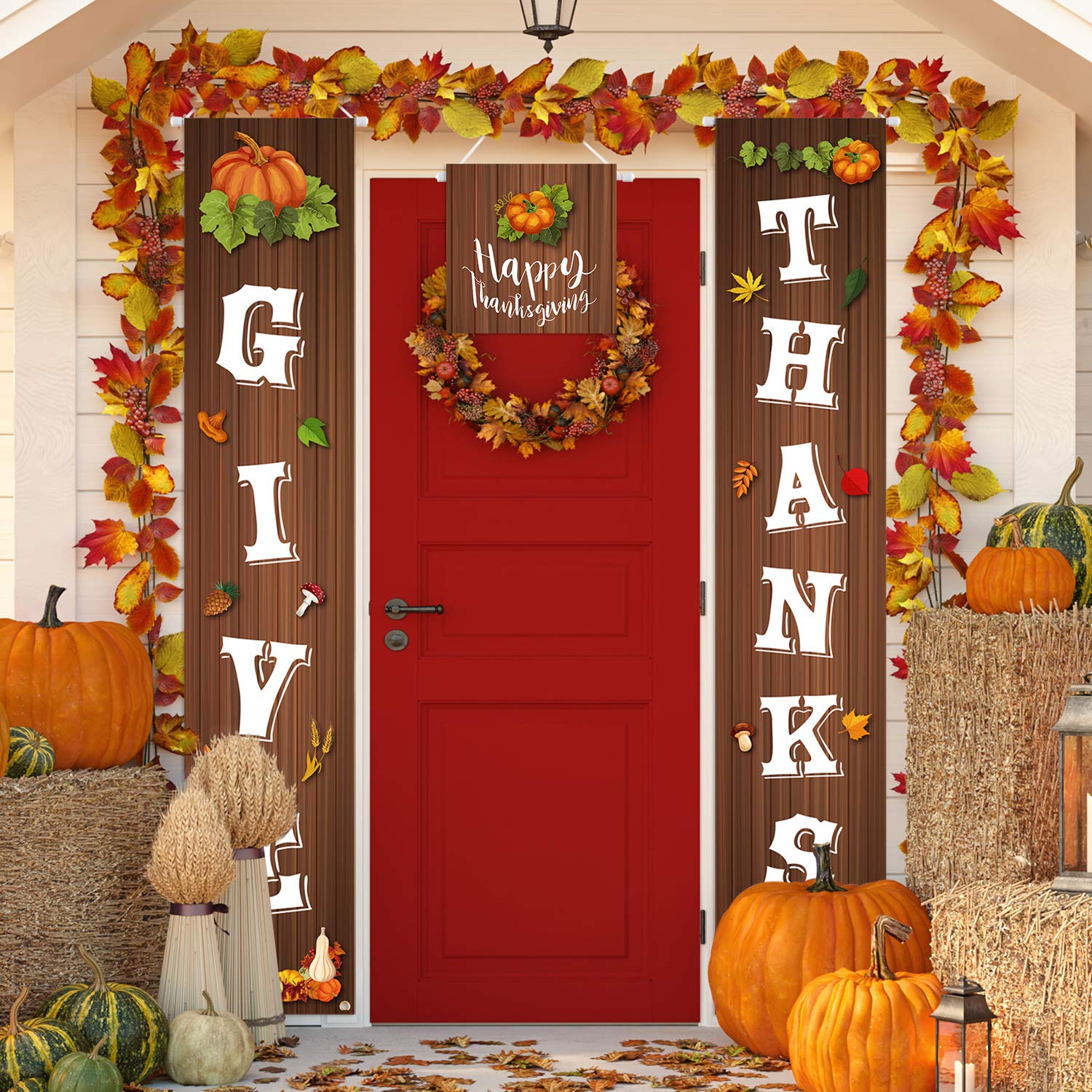 FEPITO Party Decorations bannière Thanksgiving 3 pcs polyester