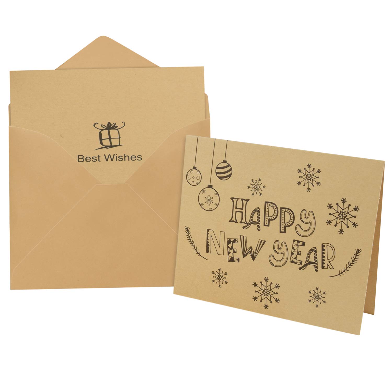 FEPITO cartes de voeux Bonne Année kraft 36 pièces