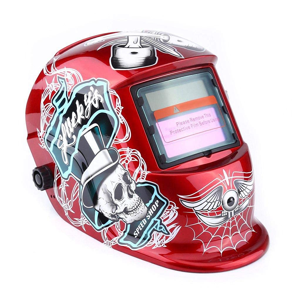 Ejoyous Masque de Soudure Auto DIN 9-13 Rouge Pirate TIG MIG