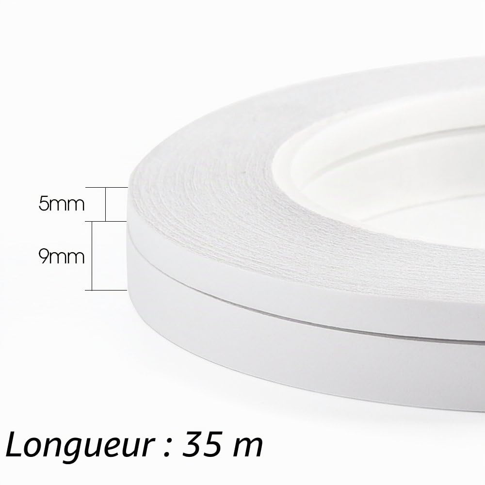 FEPITO 2 rubans double face blanc 5mm 9mm 35m
