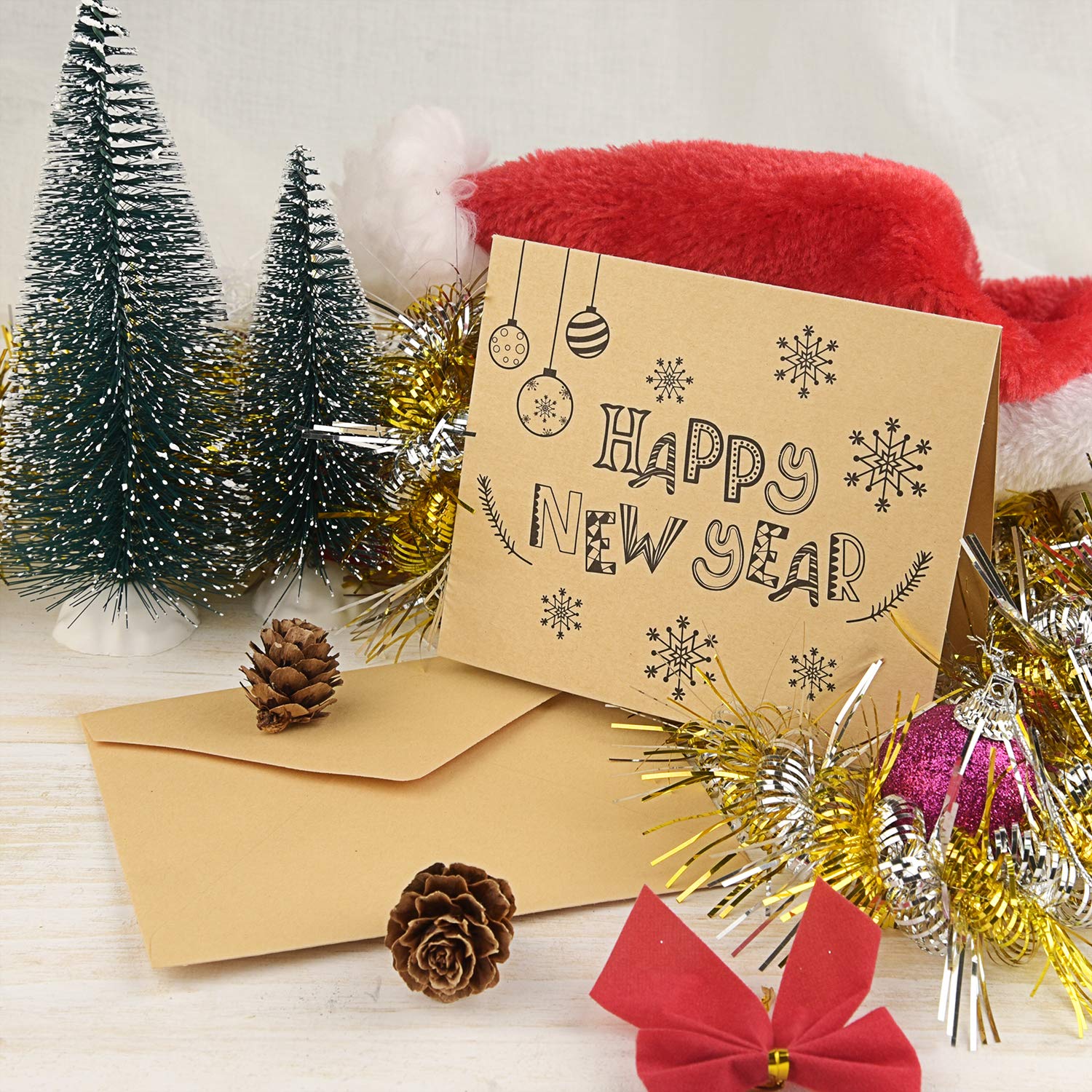 FEPITO cartes de voeux Bonne Année kraft 36 pièces