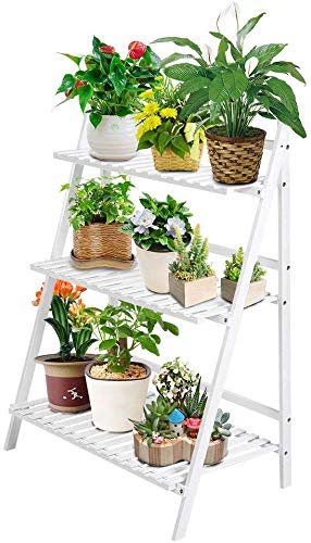 Ejoyous Étagère Plantes Bambou 3 Niveaux 70x40x96 Pliable