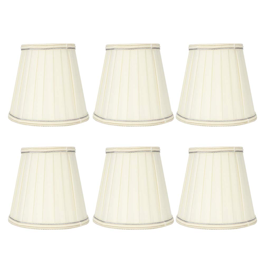 Tissting abat-jour E14 tissu plissé crème clip lot 6