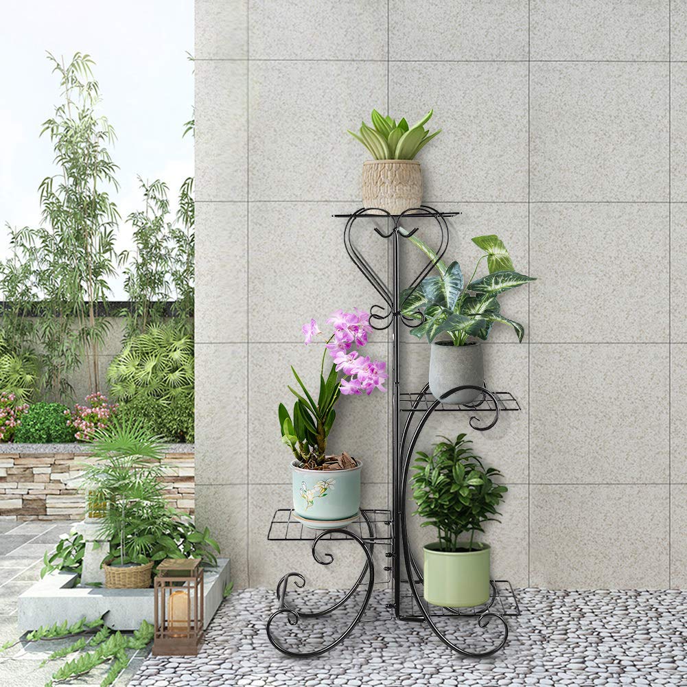 Ejoyous Garden support plantes 4 niveaux noir fer forgé