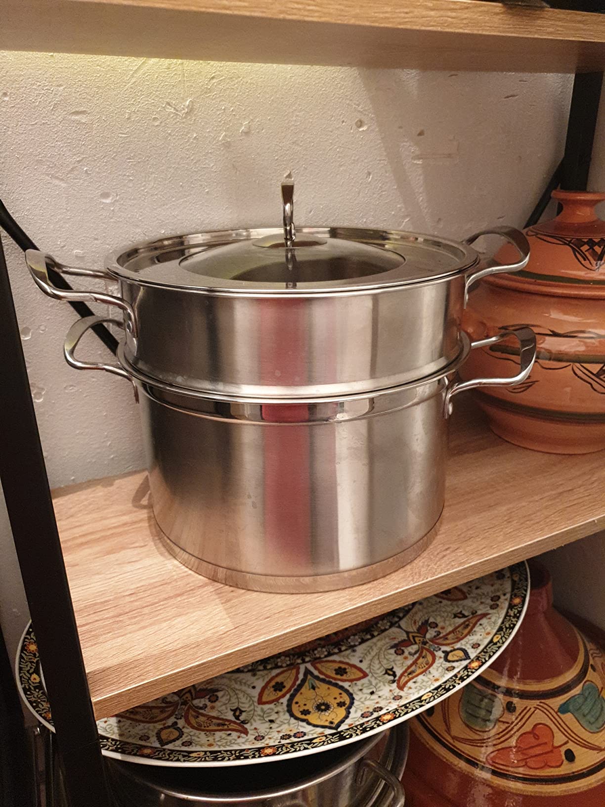 Ejoyous Couscoussier 2 Niveaux Inox Cuit Vapeur avec Couvercle