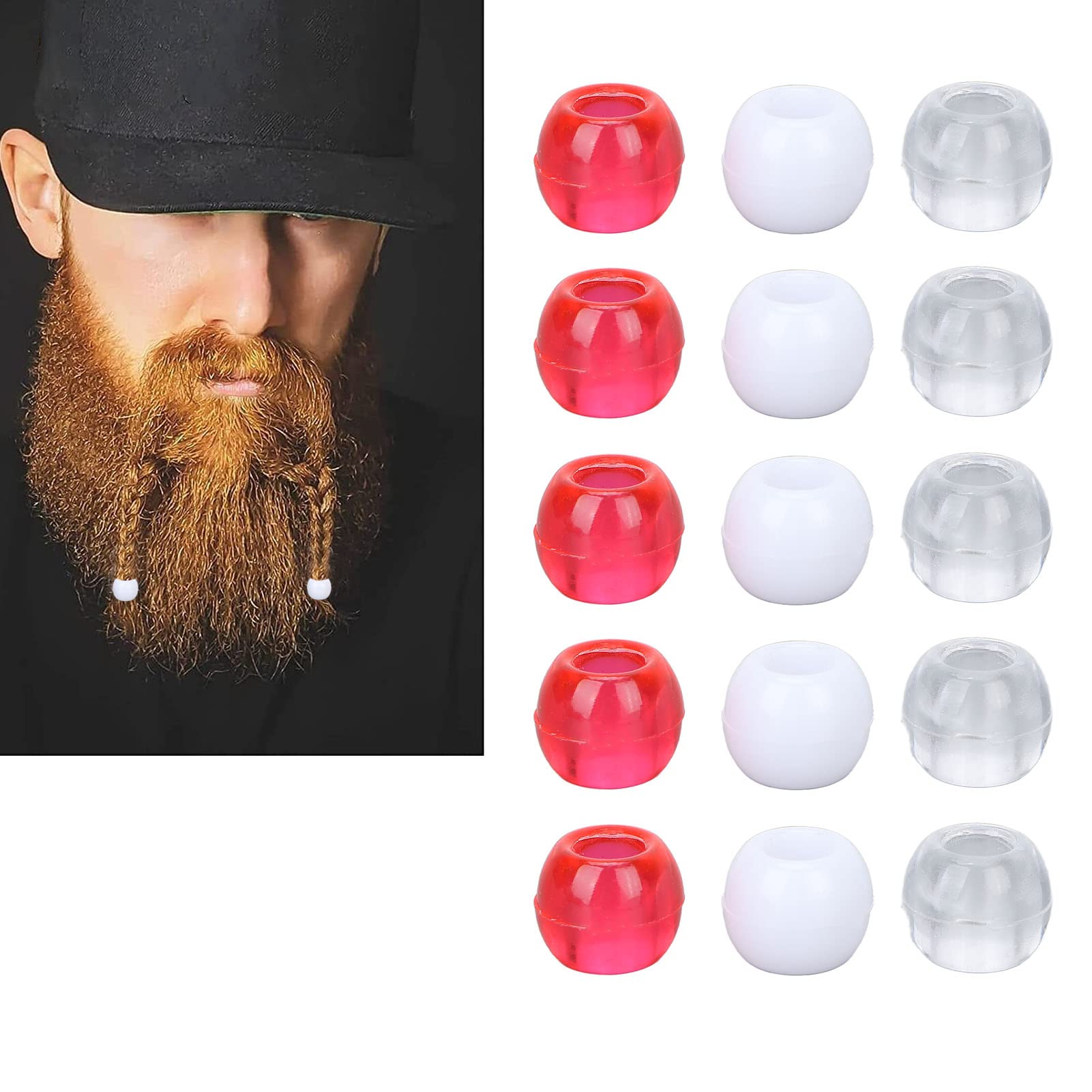 Tissting perles cheveux plastique rouge blanc 100 pcs