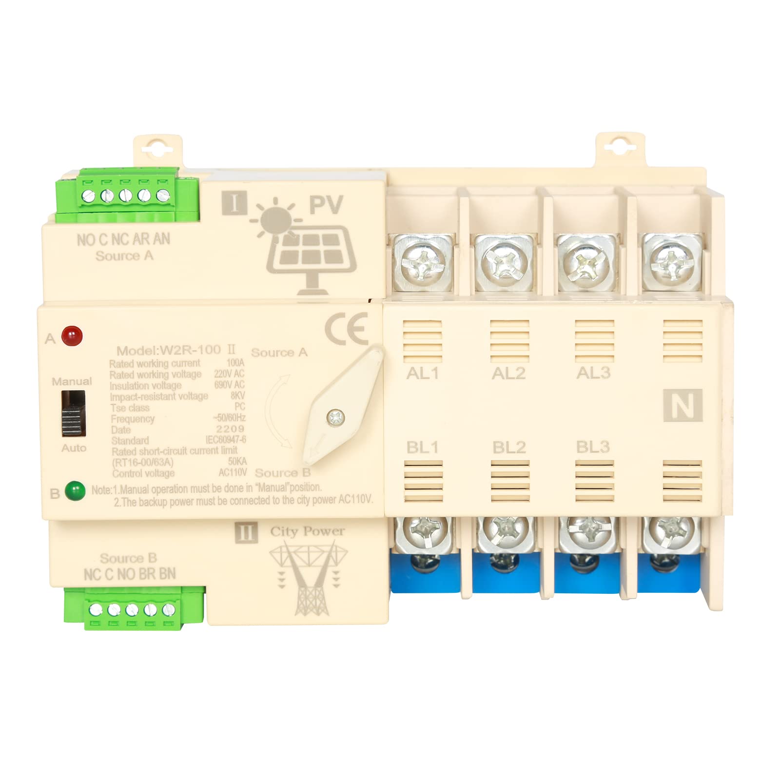 Jadeshay commutateur transfert automatique 4P 100A rail DIN