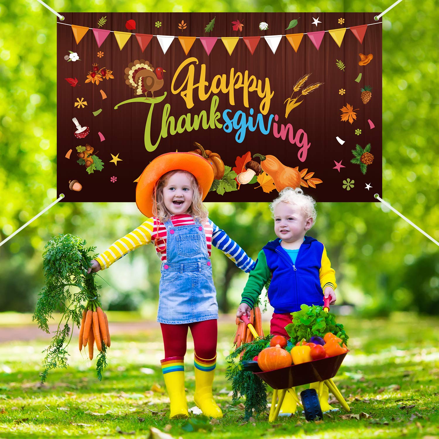 FEPITO Party Bannière Thanksgiving 180x105 cm Automne Dinde