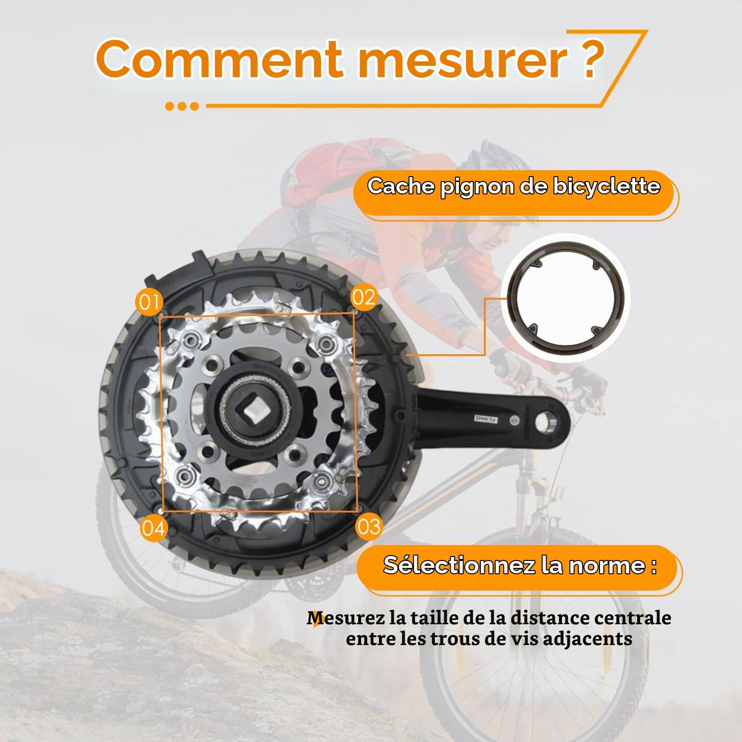 Tissting garde-chaîne vélo plateau plastique noir 4 trous