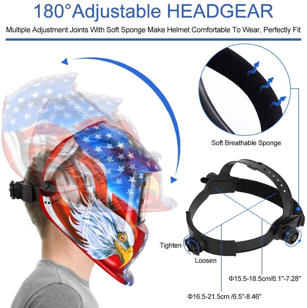 Ejoyous Home Improvement Tool casque de soudage auto 4/9-13 rouge bleu