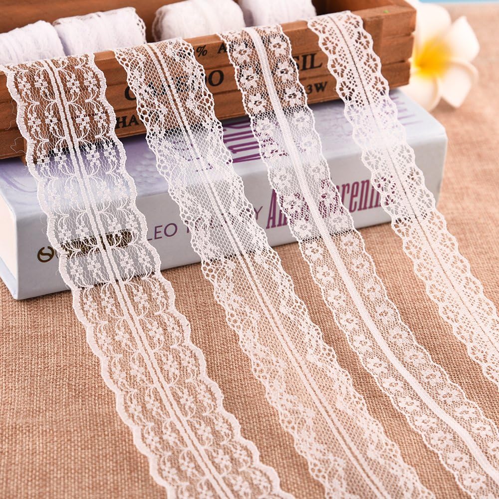 Fepito 12 Rouleaux Ruban Dentelle Blanche 39,6 m