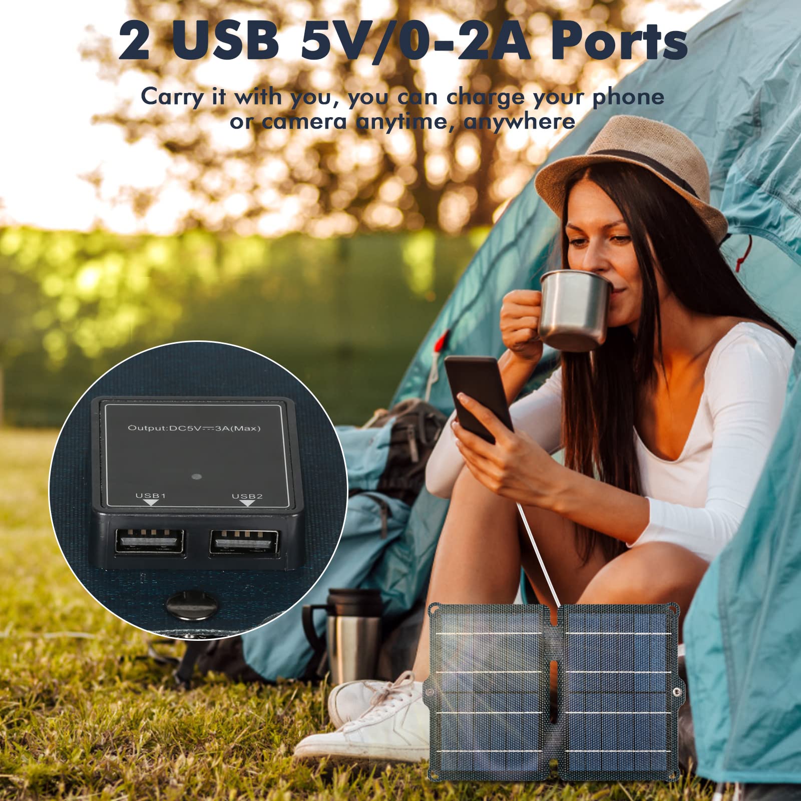 Jadeshay chargeur solaire pliable 10W monocristallin USB
