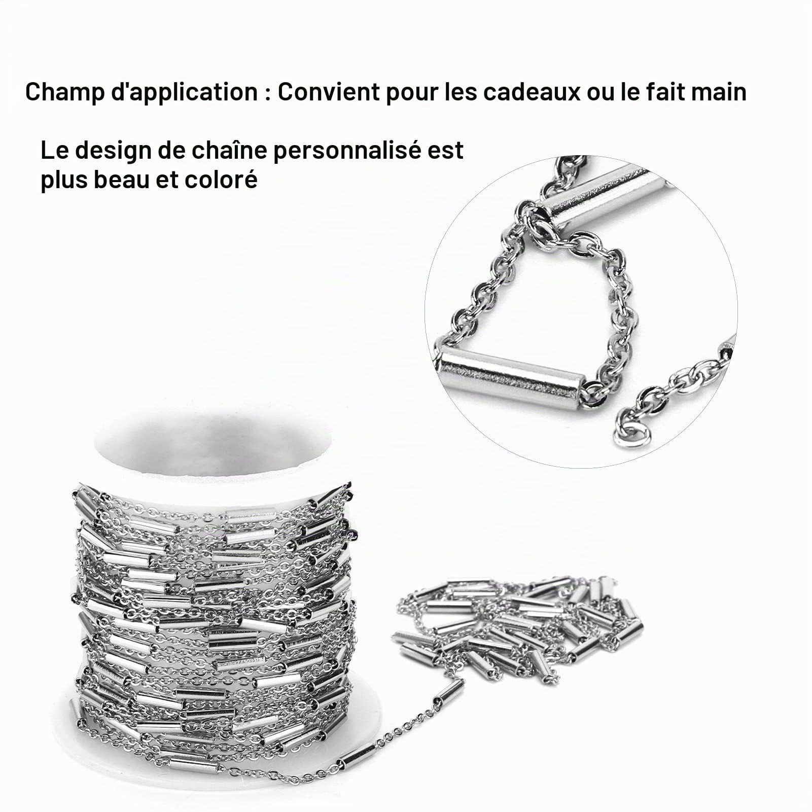 Tissting Chaîne Acier Inoxydable 5 m Argent DIY Bijoux