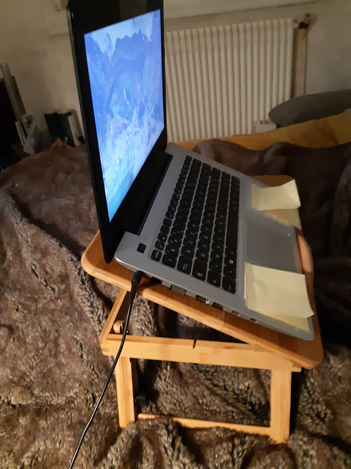 Ejoyous Bedside Table table de lit pliable bambou 50x30 cm tiroir