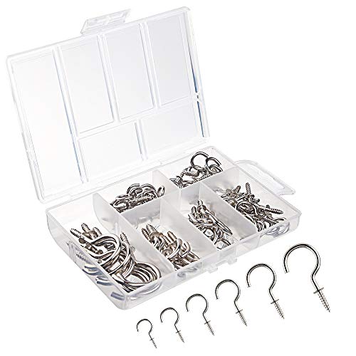 FEPITO Crochets plafond tasse nickel 75 pièces multi-taille