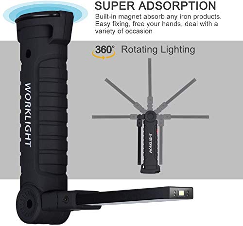 Ejoyous Home Improvement Tool lampe de travail LED COB USB magnétique
