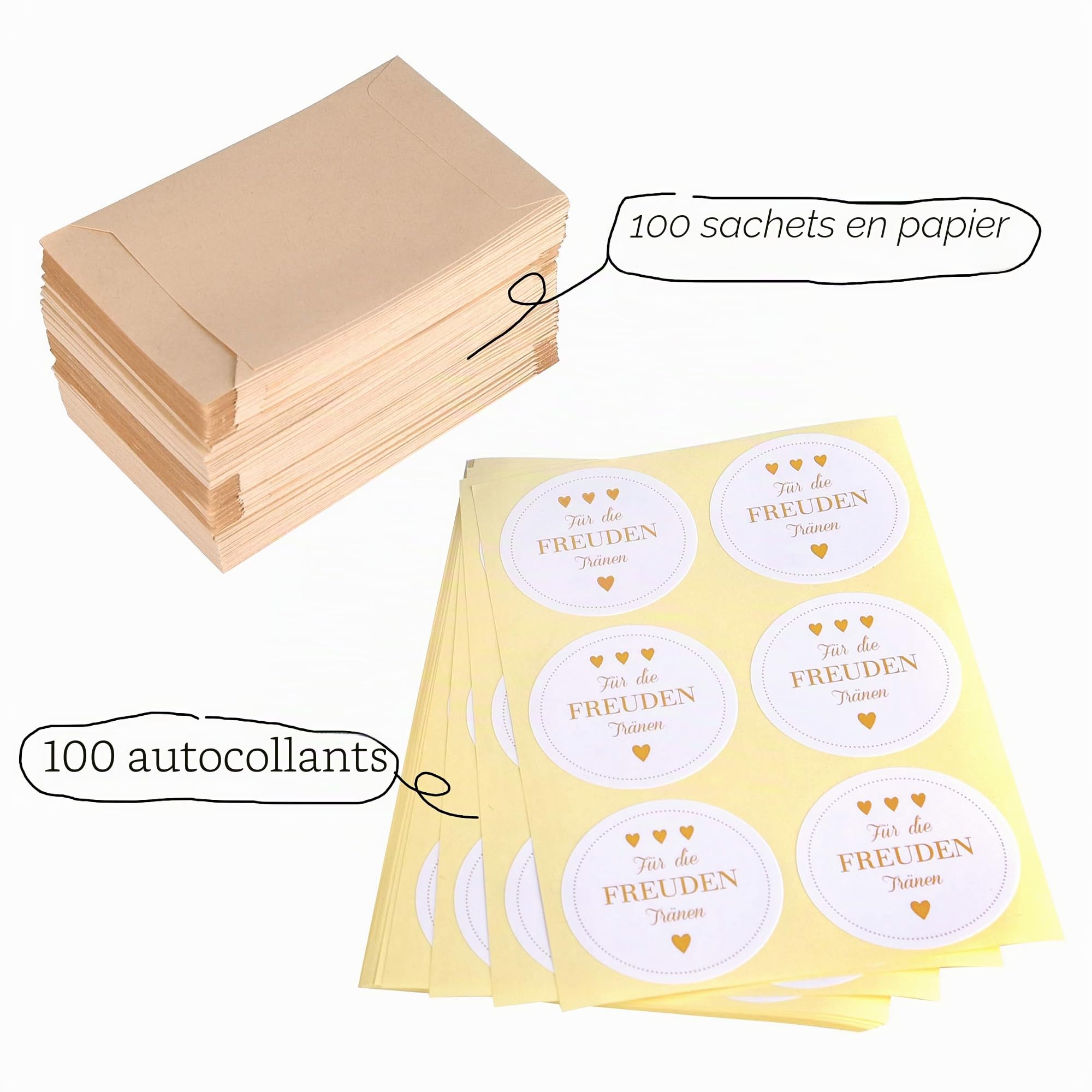 FEPITO 100 sacs papier mariage kraft larmes joie