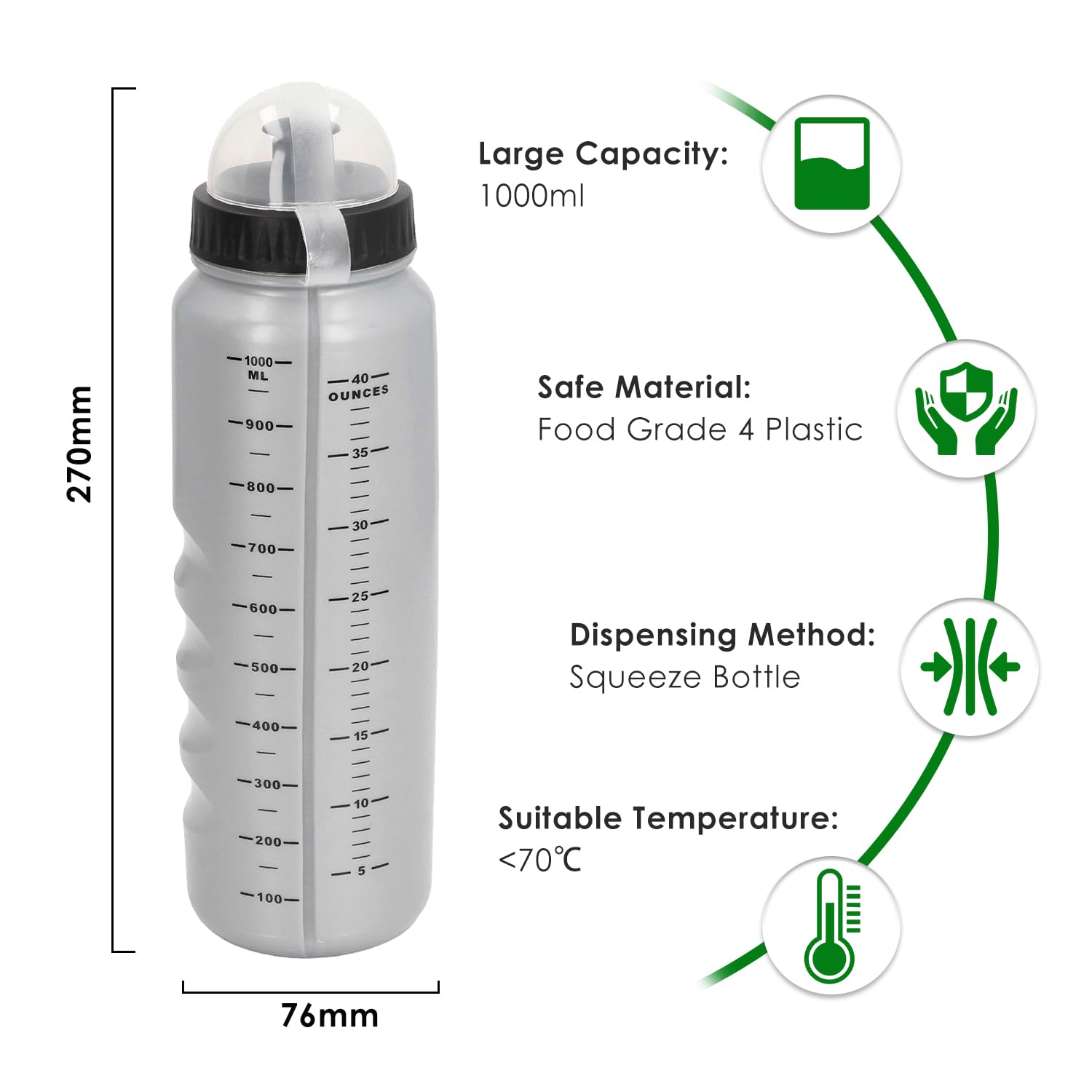 Tissting Outdoor bidon vélo gourde sport 1 L plastique